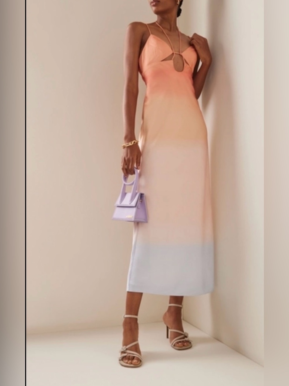 Significant Other Karli Cutout Ombre Satin Maxi Slip Dress